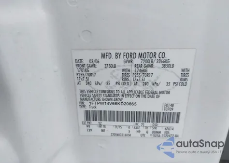 2006 Ford F-150 Fx4/Lariat/Xlt from USA, damaged, VIN 1FTPW14V66KD20865